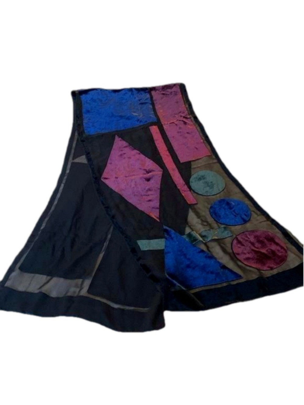 Sheer and velvet geometric scarf